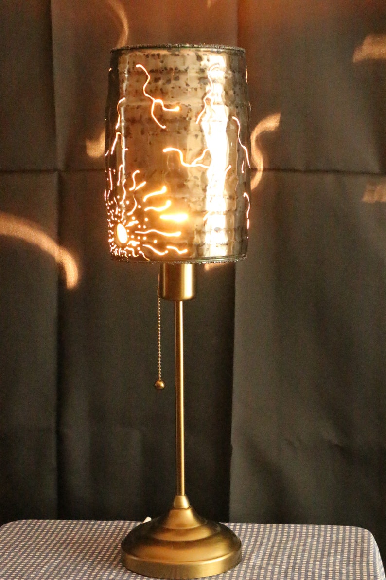 Dowsing rod lamp made from tin container, party barrel, upcycling, unique image 3