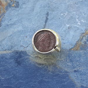 No.131 Genuine Roman Bronze Coin Men&#39;s Ring in .950 Sterling Silver size 11
