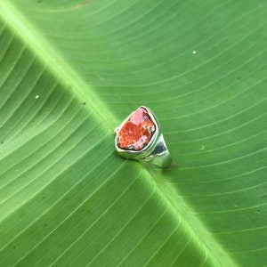 No.317 Mediterranean Red Coral in a 950 Sterling Silver Ring size 6 3/4