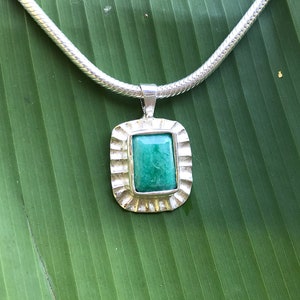 No.329 Light Green Emerald in a 950 Sterling Silver Pendant