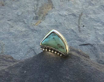 190# Natural Green Carico Lake Turquoise Ring size 8 1/2