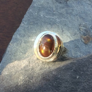 196# Arizona Fire Agate Ring in .950 Sterling Silver size 8 1/4