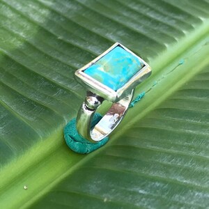 No815 Natural New Mexico Cerrios Turquoise in a 950 Sterling Silver Ring size 9 1/2