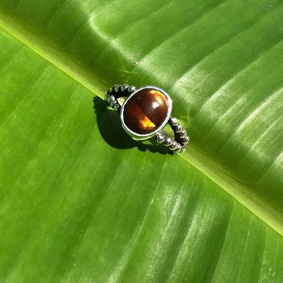 No661 Natural Arizona Fire Agate and 950 Sterling Silver