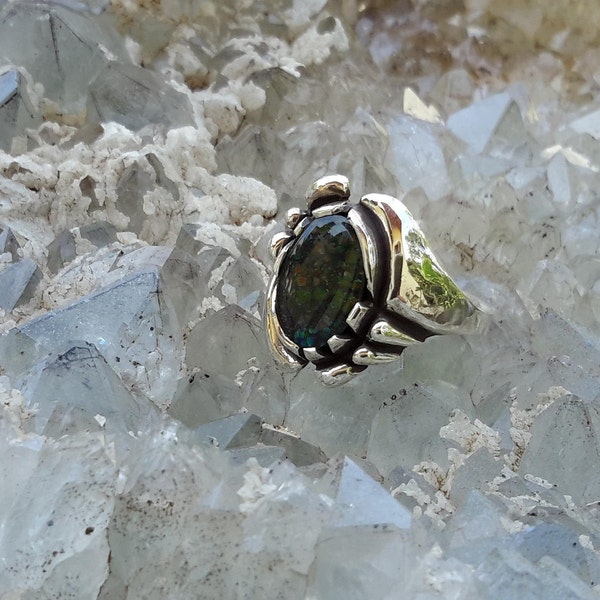 No. 22  Canadian Ammolite Ring. Size 9