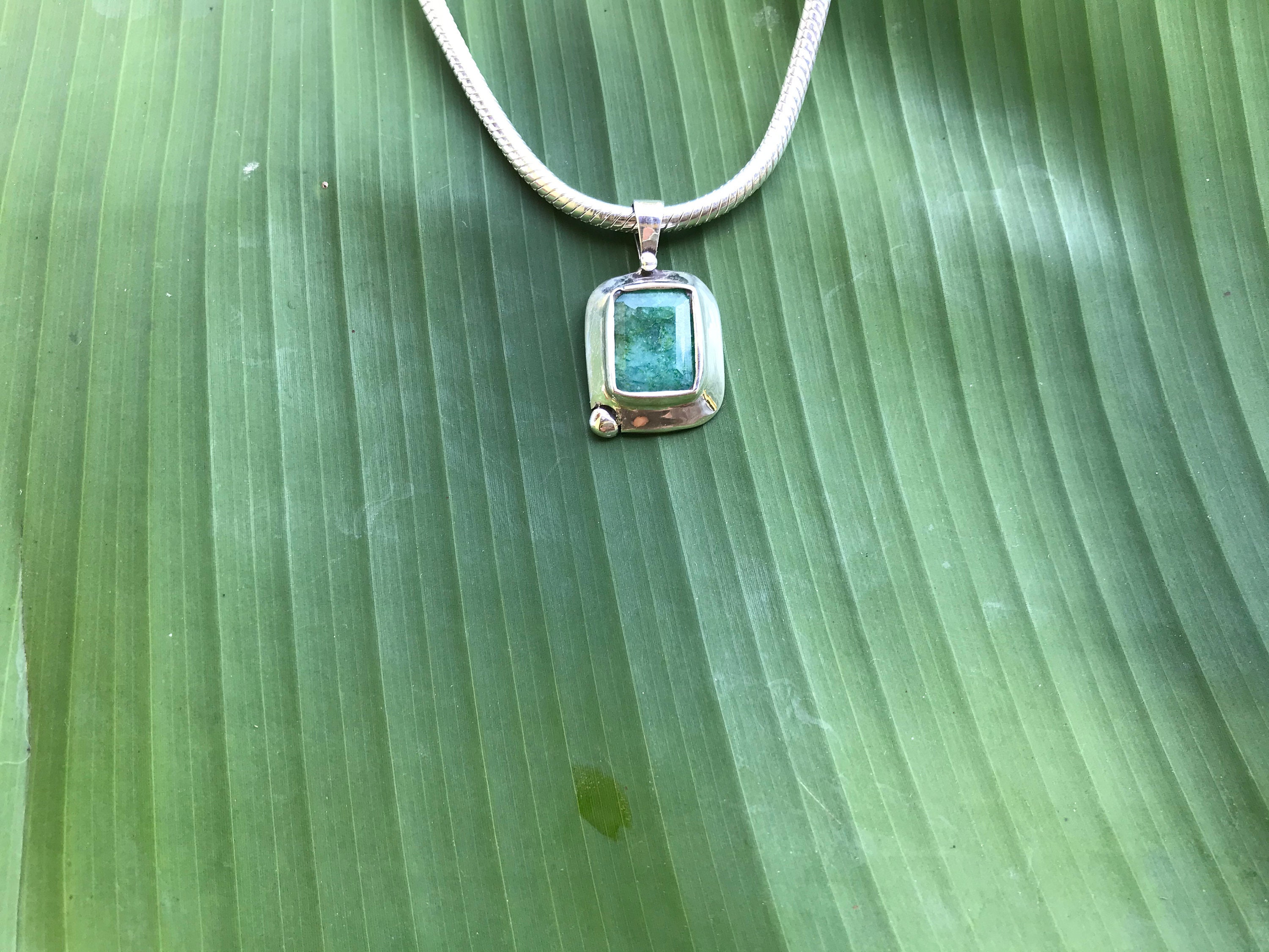 No.331 Zambian Emerald in a 950 Sterling Silver Pendant
