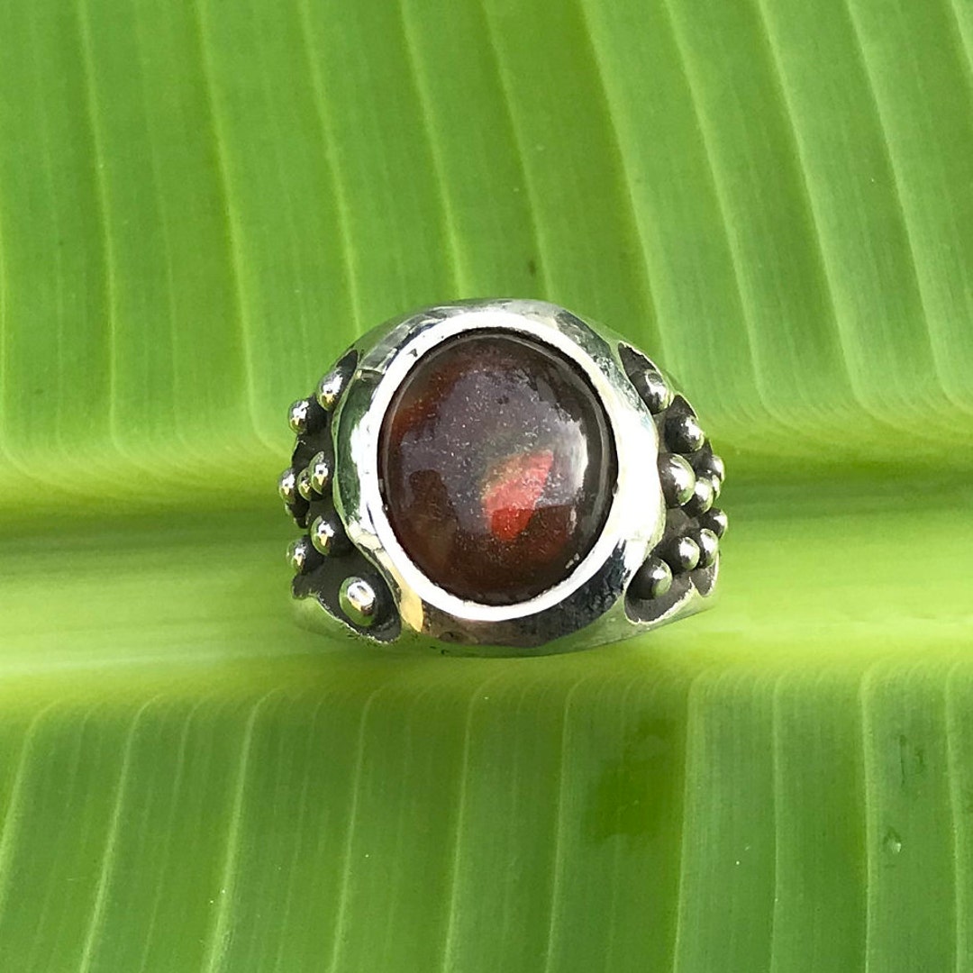 No687 Natural Arizona Fire Agate in a 950 Sterling Silver Ring Size 12 ...