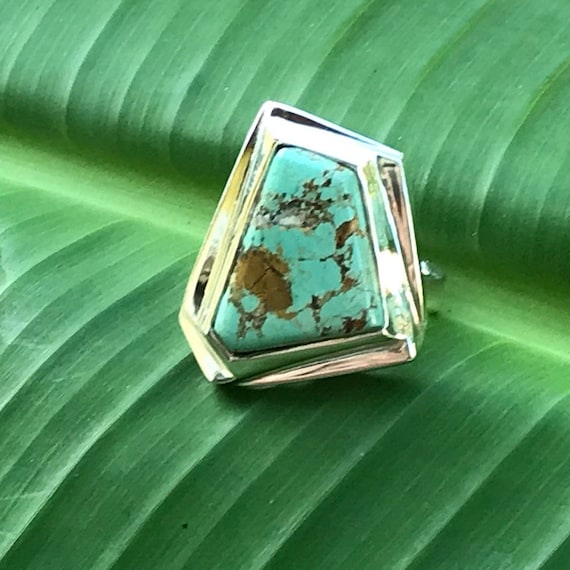 No.396 Natural Carico Lake Turquoise and Silver Ring Etsy UK