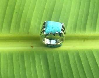 No 1179 Natural Johnny Bull Turquoise in a 950 Sterling Silver Ring Size 9