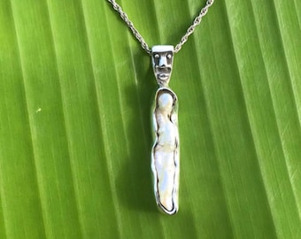 No 1214 Natural Tennessee River Stick Pearl in a 950 Sterling silver Pendant