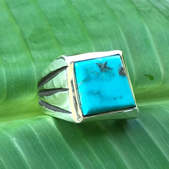 Sleeping beauty turquoise mens rings clearance