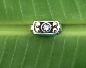 No898 Natural Brazilian Aquamarine in a 950 Sterling Silver Ring
