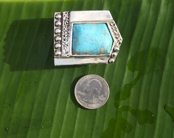 Zuni Turquoise Red Coral Sterling Thunderbird Belt Buckle  display picture 3