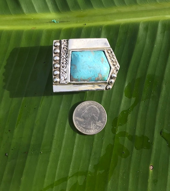 Bull turquoise silver belt Diamond Turquoise Belt Buckle - MollysCustomSilver main image 2