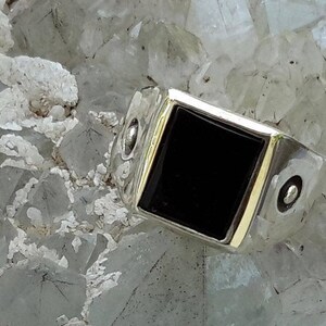 No.14   Classic Onyx and Silver Mens Ring. Size 11