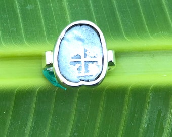 No794 Genuine Silver Peruvian One Real in a 950 Sterling Silver Ring size 10 1/4
