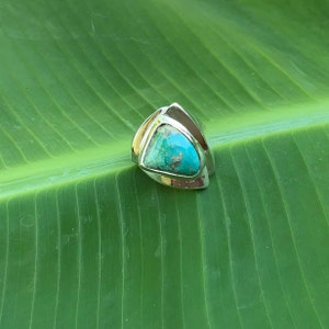 No 461 Natural Santa Rita Turquoise and 950 Sterling Silver Ring size 6 3/4