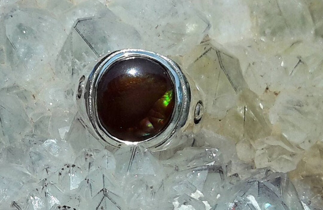 No. 38 Mens Fire Agate Ring in .950 Sterling Silver Size 111/2 Etsy