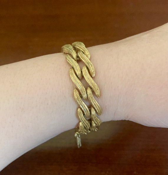 Goldtone Panther Chainlink Bracelet With Safety… Gem