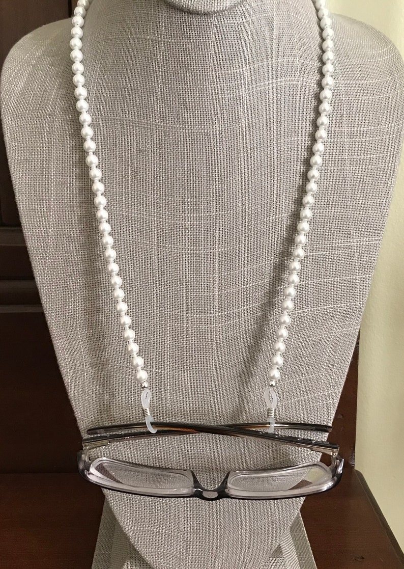 White Pearl Eyeglasses Chain. Pearl Sunglasses Chain. 28 Inch Etsy