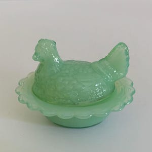 Mosser Glass Jadeite Mini Hen on Nest.