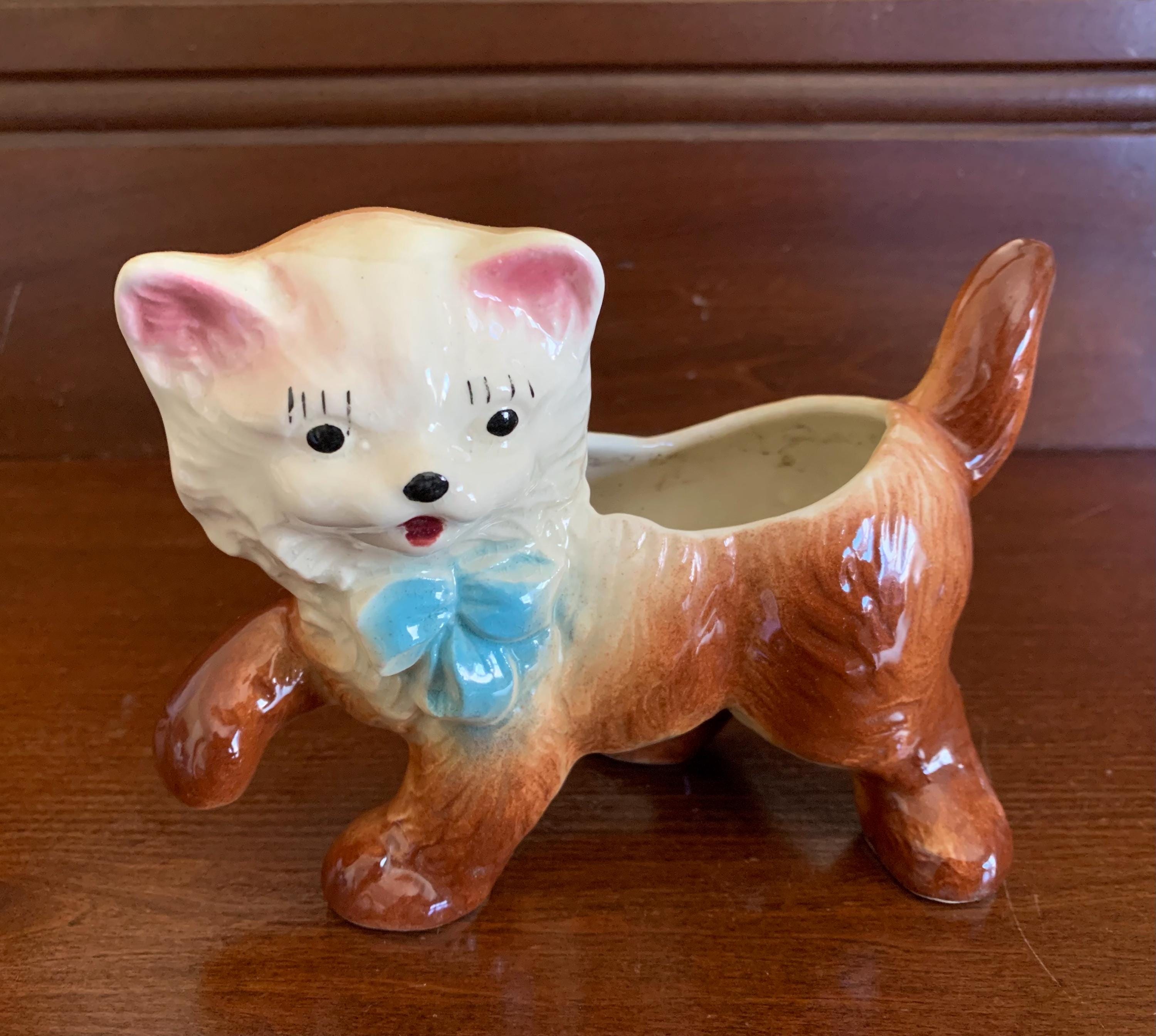 Vintage 1960's Japan Cat Kitty Ceramic Planter-hand-painted
