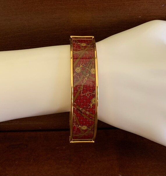 Talbots Goldtone Red Enamel Hinged Bangle Bracele… - image 2