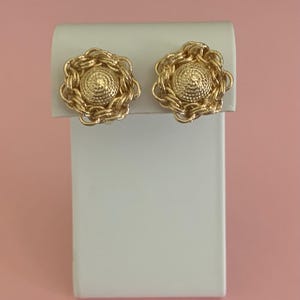 Goldtone Domed Braided Texture Clip-On Earrings. Goldtone Clip-Ons. Mid-Cen Earrings.