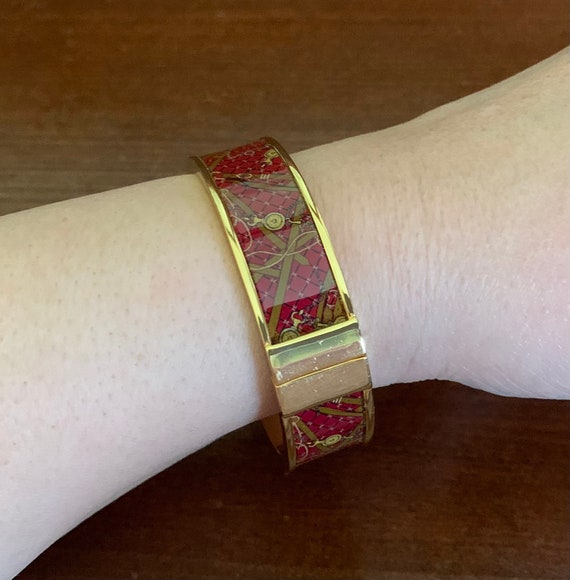 Talbots Goldtone Red Enamel Hinged Bangle Bracele… - image 5