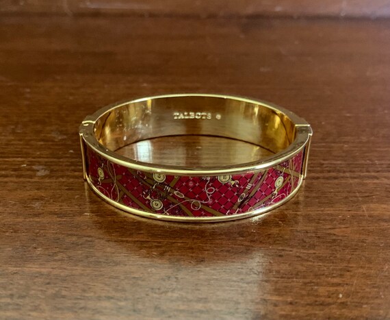 Talbots Goldtone Red Enamel Hinged Bangle Bracele… - image 3