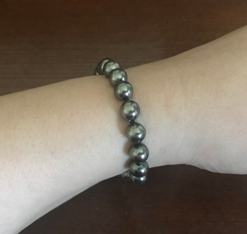 MINI PEARLS - HAND KNOTTED BRACELET- BLACK CORD - SILVER