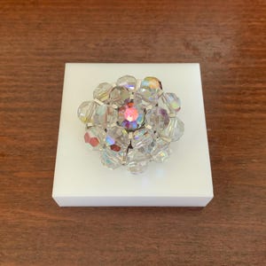 Vintage Crystal Aurora Borealis Faceted Round Bead Cluster Brooch Pin. Mid-Century Brooch Pin. MCM 1950’s Jewelry.