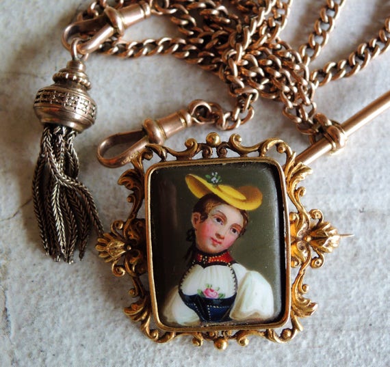 Antique Victorian Enamel Hand Painted Antique Victorian Enamel Purse Locket