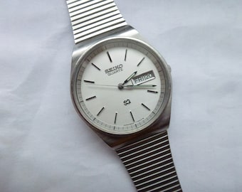 Seiko quartz vintage 8123 roestvrijstalen herenpolshorloge