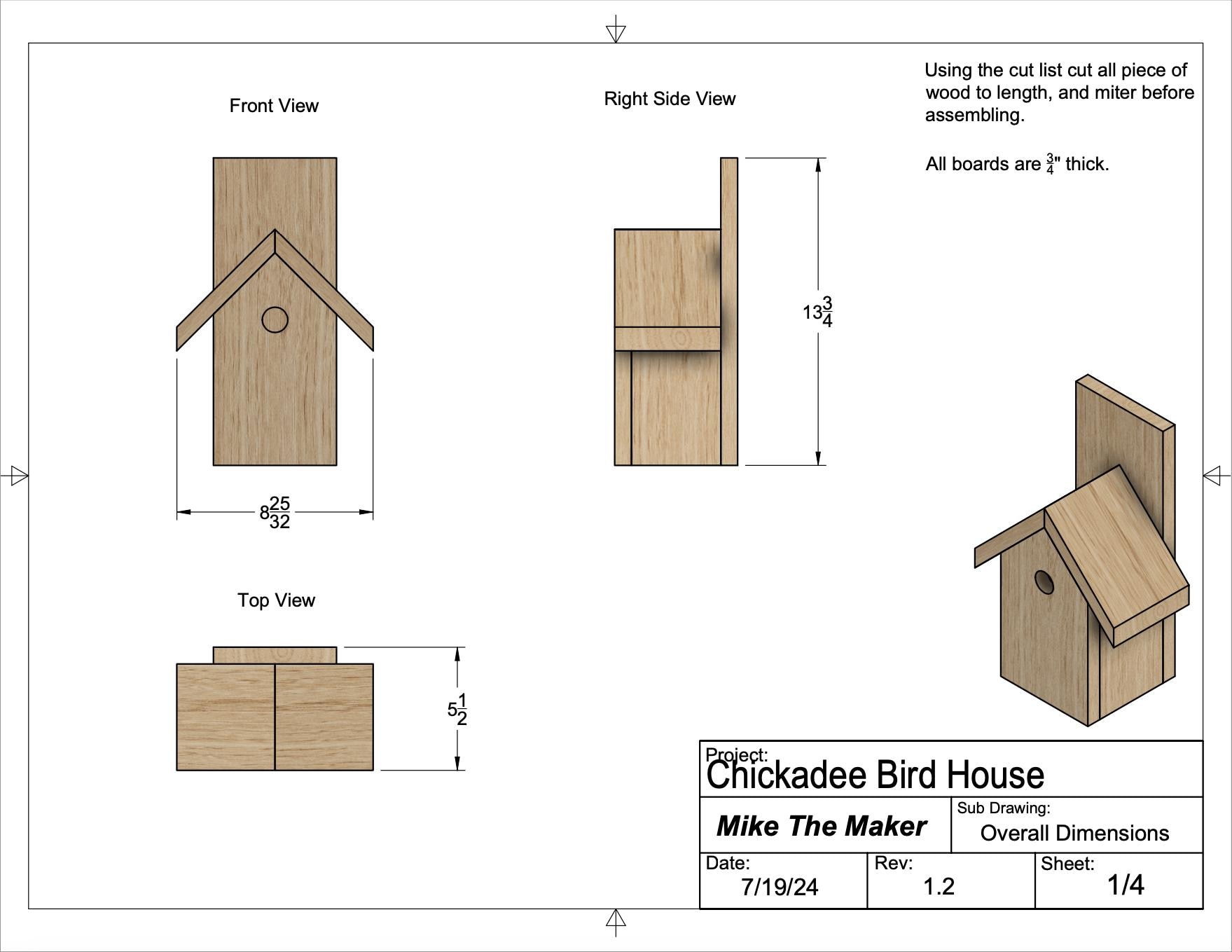 Chickadee Bird House Plans - Etsy chickadee-bird-house-plans-etsy