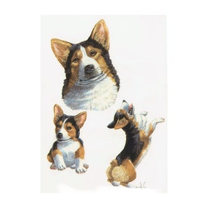 Welsh Corgi on Kona Cotton, Cotton Blend or Duck Canvas Fabric Panel to Sew a Quilt, Pillow or Tote or Crafts 7205