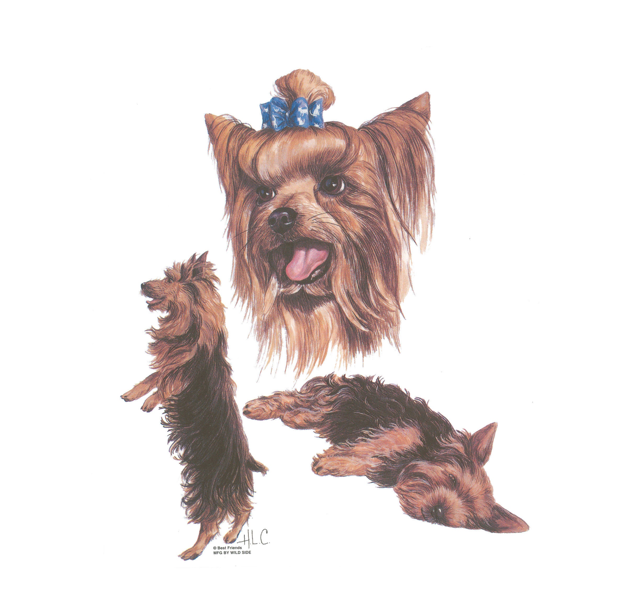 Yorkshire Terrier Fabric Panel, Yorkie Quilt Panel, Yorkshire Terrier