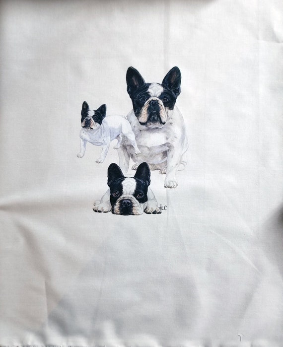French Bulldog on Kona Cotton, Cotton Blend or Duck Canvas Fabric