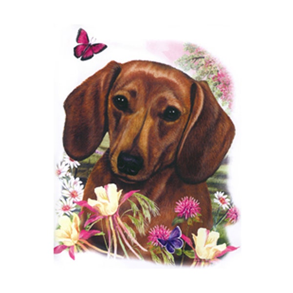 Dachshund Red Smooth on Kona Cotton, Cotton Blend or Duck Cotton Canvas Fabric Panel to Sew a Quilt, Pillow, Tote or Craft 15028HL4