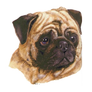 Pug on Kona Cotton, Cotton Blend or Duck Canvas Fabric Panel to Sew a Quilt Pillow or Tote  D0008