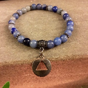Beaded recovery triangle AA dangle bracelet NA good for sobriety sponsor