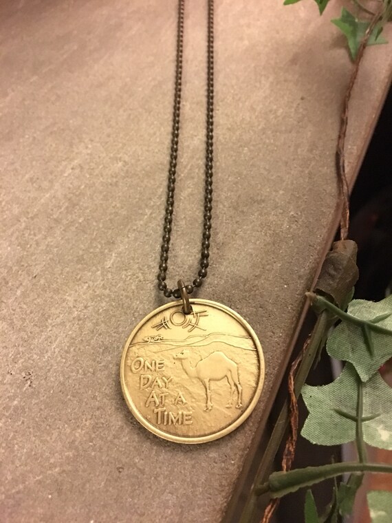 Alcoholics Anonymous Recovery Medal Camel ODAAT Camel Poem Bronze Medallion