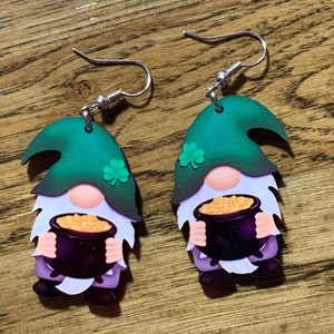 Gnome St. Patrick&#39;s Day Earrings