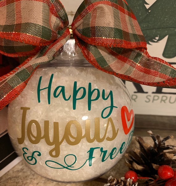 Happy Joyous And Free Christmas Tree Ornament Recovery Aa Or Etsy
