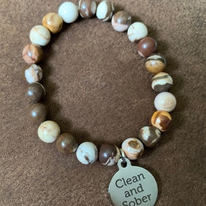 Clean and Sober Agate Beaded Bracelet