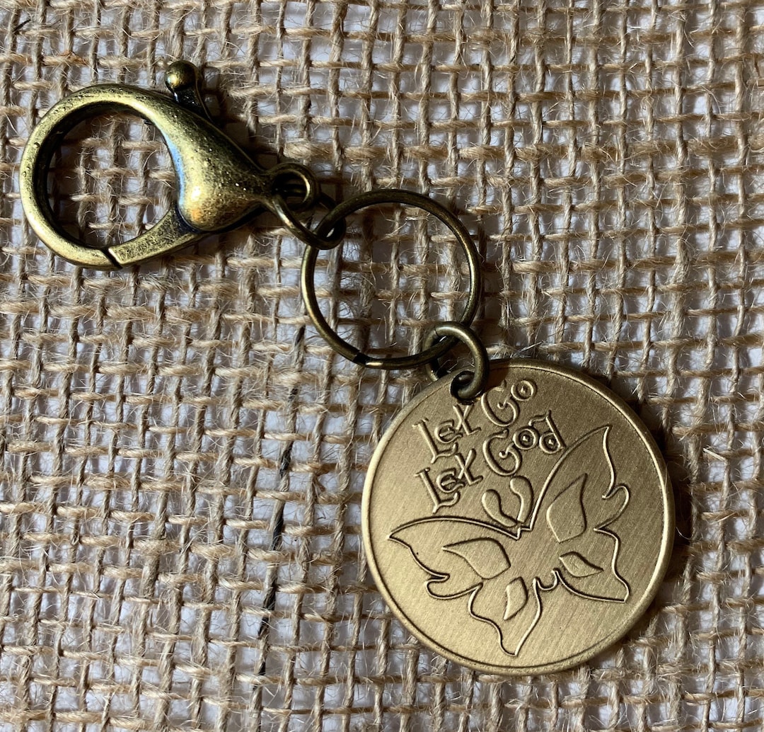 Let Go Let God Butterfly Recovery Medallion Keyring Keychain With ...