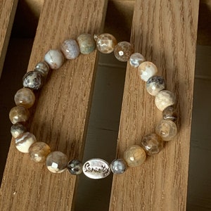 Agate Serenity beaded bracelet, Alcoholics Anonymous, Narcotics Anonymous, Al-Anon