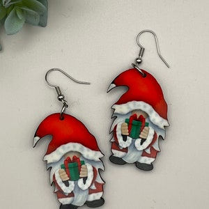 Santa gnome earrings for Christmas