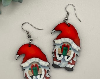 Santa gnome earrings for Christmas