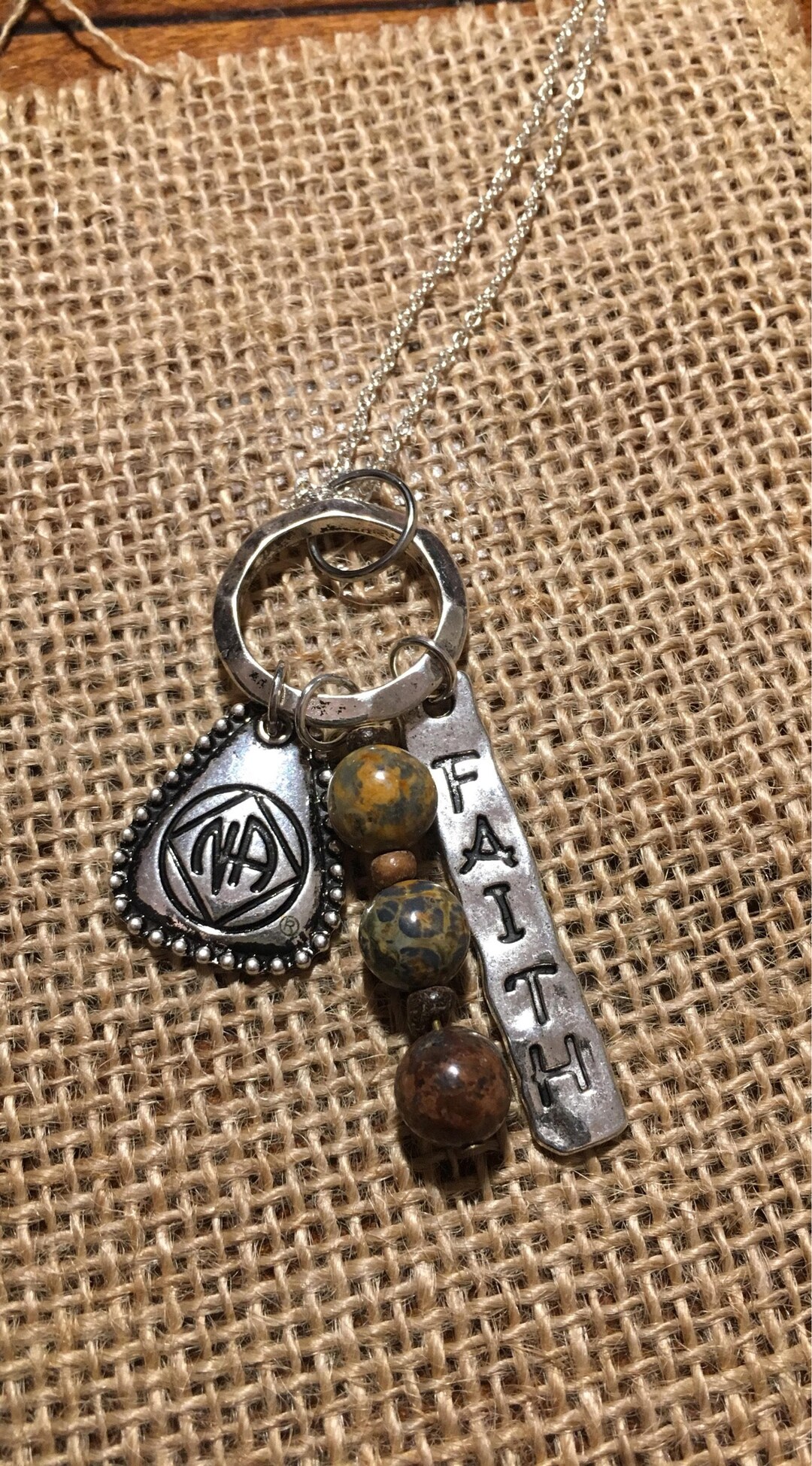 Naf Keychain NA Keytag Pendant With Faith Charm. Narcotics Anonymous, Recovery ...